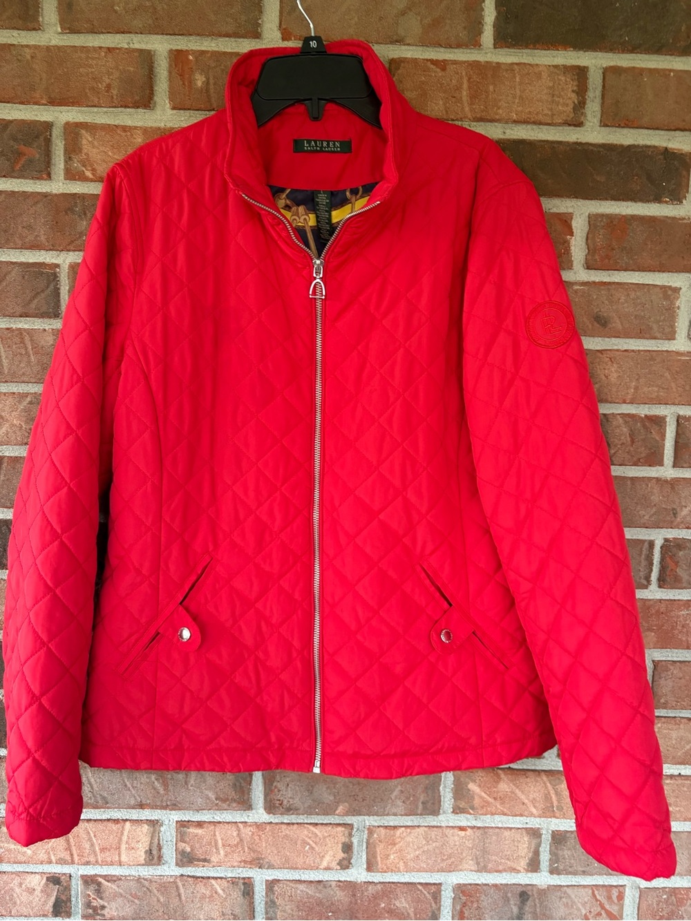Ralph Lauren Red Quilted Zip-Front Utility Jacket